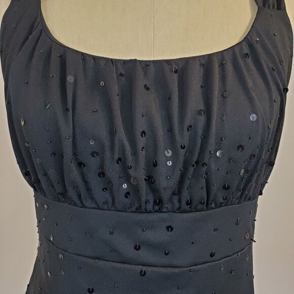 90s Y2k Sequin Beaded Mesh Babydoll Top Black Whimsigoth Fairy Grunge L - Picture 2 of 10